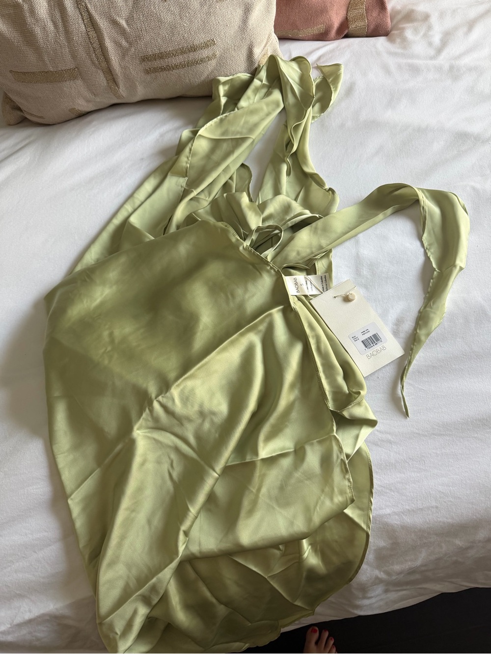 Baobab One-Shoulder Marea mini dress pistachio green small new with tags - Picture 5 of 5